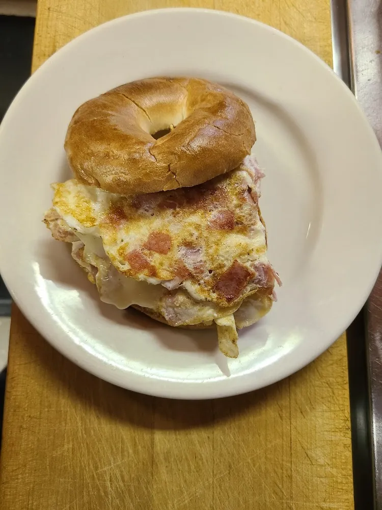 Egg Cheese Ham on a Bagel